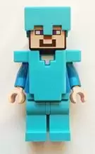 Lego Minecraft Minifigures - Steve - Medium Azure Helmet and Armor