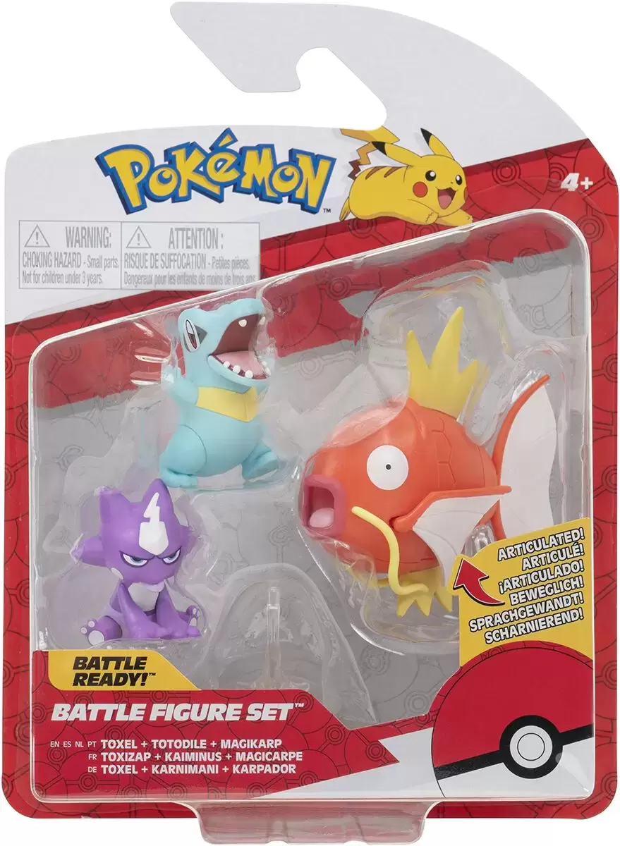 Battle Figure Set - Toxel / Totodile / Magikarp - Pokémon Action Figures