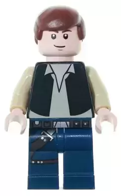 Minifigurines LEGO Star Wars - Han Solo, Black Vest, Dark Blue Legs, Eyes with Pupils