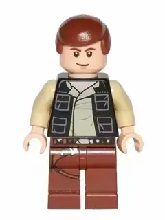 Minifigurines LEGO Star Wars - Han Solo, Reddish Brown Legs with Holster Pattern, Vest with Pockets
