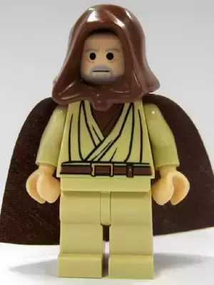Minifigurines LEGO Star Wars - Obi-Wan Kenobi - Old, Light Nougat, Reddish Brown Hood and Cape
