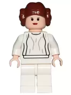 Minifigurines LEGO Star Wars - Princess Leia - Light Nougat, White Dress, Big Eyes