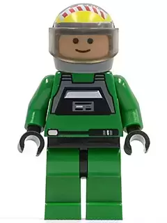 LEGO Star Wars Minifigs - Rebel Pilot A-wing - Light Nougat Head, Trans-Black Visor, Green Jumpsuit