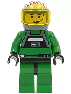 LEGO Star Wars Minifigs - Rebel Pilot A-wing - Yellow Head, Trans-Yellow Visor, Green Jumpsuit