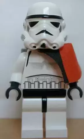 Minifigurines LEGO Star Wars - Sandtrooper - Orange Pauldron (Solid), No Survival Backpack, No Dirt Stains, Helmet with Solid Mouth Pattern and Solid Black Head