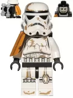 LEGO Star Wars Minifigs - Sandtrooper - Orange Pauldron, Survival Backpack, Dirt Stains, Balaclava Head Print and Helmet with Dotted Mouth Pattern
