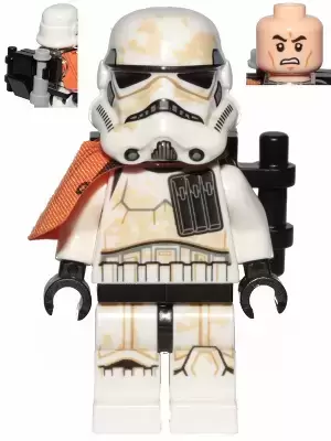 LEGO Star Wars Minifigs - Sandtrooper Squad Leader (Captain) - Orange Pauldron, Ammo Pouch, Dirt Stains, Survival Backpack