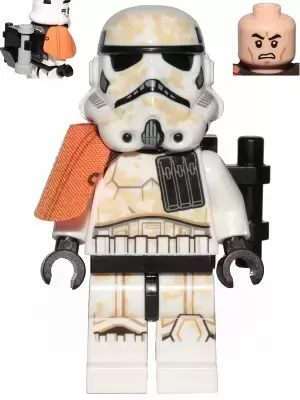 LEGO Star Wars Minifigs - Sandtrooper Squad Leader/Captain - Orange Pauldron, Ammo Pouch, Dirt Stains, Survival Backpack (Dual Molded Helmet)