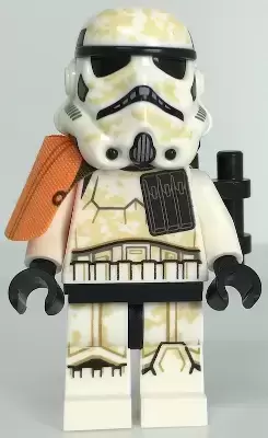 LEGO Star Wars Minifigs - Sandtrooper Squad Leader/Captain - Orange Pauldron, Ammo Pouch, Dirt Stains, Survival Backpack, Frown (Dual Molded Helmet)