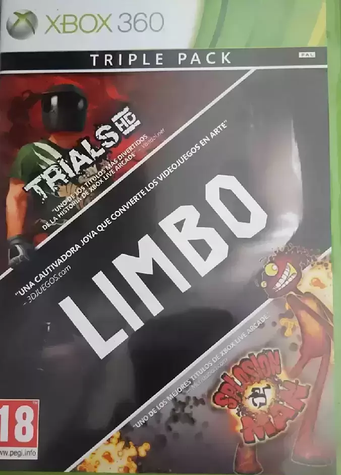 Jeux XBOX 360 - Triple pack Trials HD - Limbo - Splosion man
