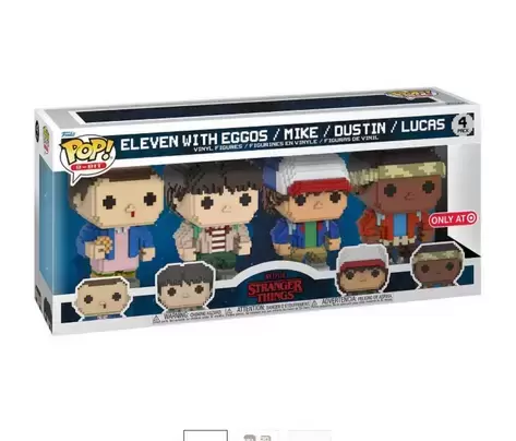 POP! 8-Bit - Stranger Things - Eleven with Eggos, Mike, Dustin & Lucas 4 Pack