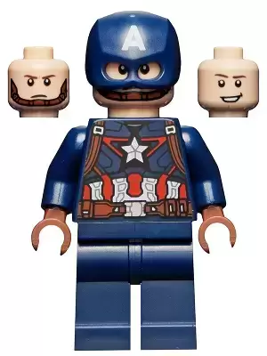 Lego Superheros Minifigures - Captain America - Dark Blue Suit, Reddish Brown Hands, Helmet
