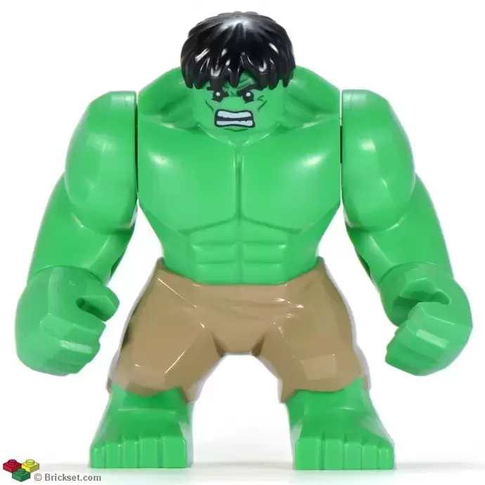 Lego Superheros Minifigures - Hulk with Black Hair and Dark Tan Pants