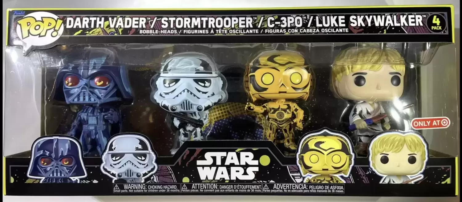 POP! Star Wars - 4 Pack - Darth Vader, Stormtrooper, C-3PO & Luke Skywalker