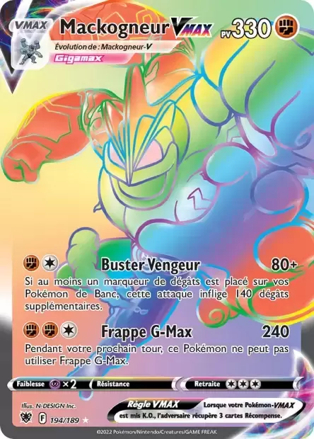 Mackogneur VMAX - carte Pokémon 194/189 Astres Radieux