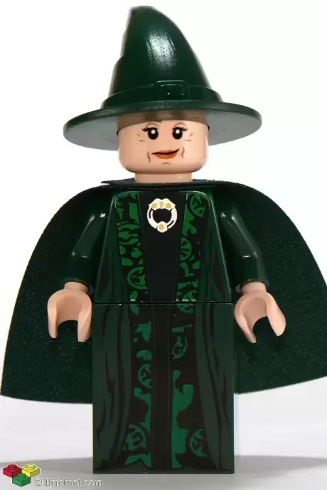 Lego Harry Potter Minifigures - Professor Minerva McGonagall, Dark Green Robe and Cape