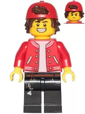 Lego Hidden Side Minifigures - Jack Davids - Red Jacket with Backwards Cap (Large Smile / Grumpy)