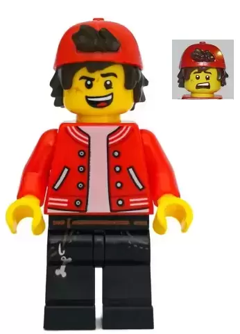 Lego Hidden Side Minifigures - Jack Davids - Red Jacket with Backwards Cap (Open Mouth Smile / Scared)