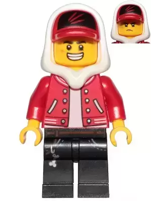 Lego Hidden Side Minifigures - Jack Davids - Red Jacket with Cap and Hood (Large Smile / Grumpy)