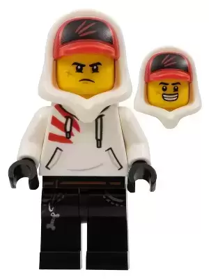 Lego Hidden Side Minifigures - Jack Davids - White Hoodie with Cap and Hood (Large Smile / Grumpy)