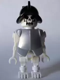 LEGO Indiana Jones Minifigures - Skeleton, Fantasy Era Torso with Evil Skull, Black Conquistador Helmet, Pearl Light Gray Armor