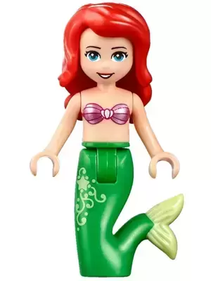 Ariel, Mermaid - Metallic Pink Shell Bra Top, Bright Green Tail with Star  and Filigree, Medium Azure Eyes - Lego Disney Minifigures DP037
