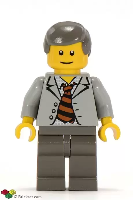 LEGO Super Heroes Minifigures - Scientist With Open Jacket, Black and Brown Stripe Tie and Plaid Shirt
