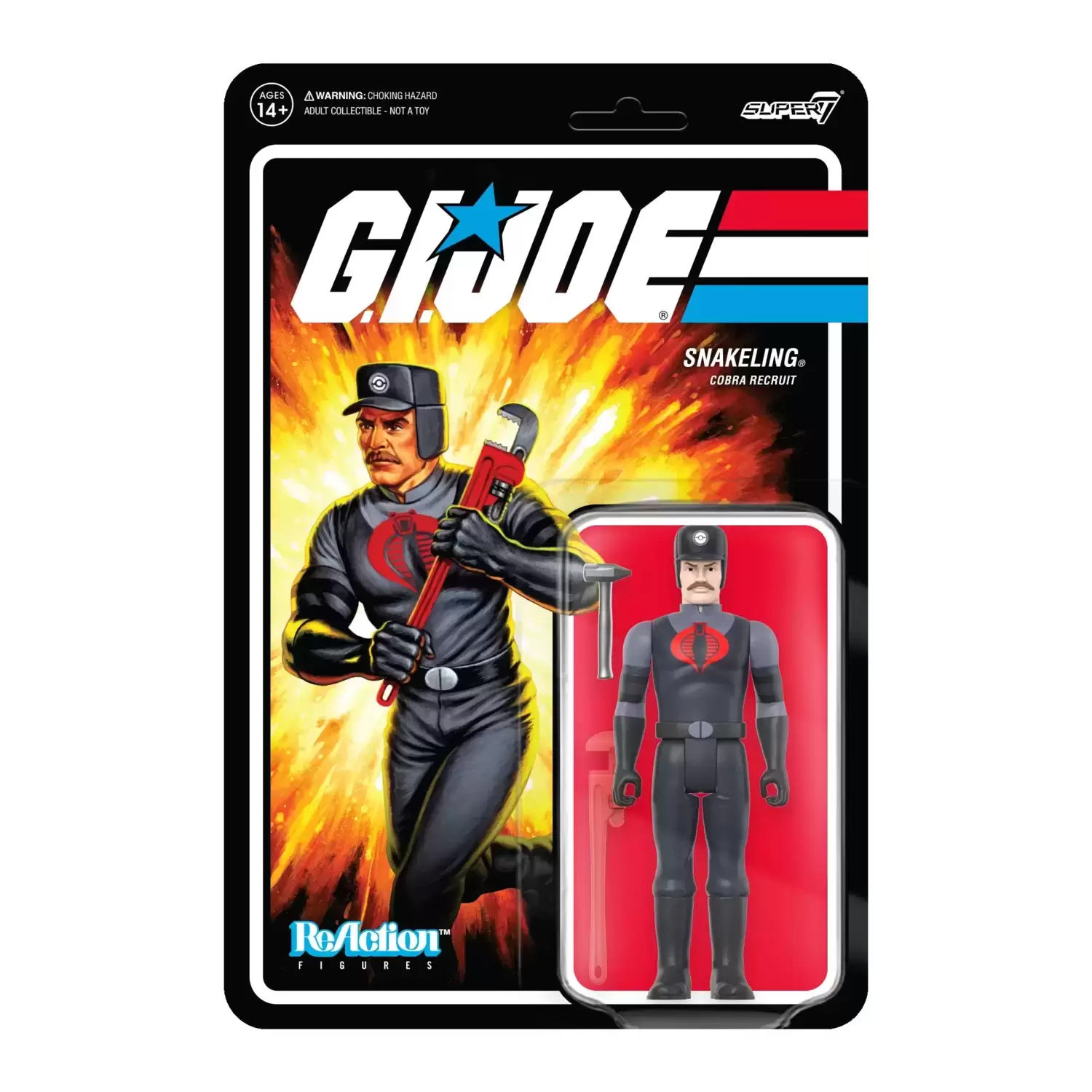 Super7 ReAction - G.I. Joe - Cobra Snakeling Factory Worker Mustache (Pink)