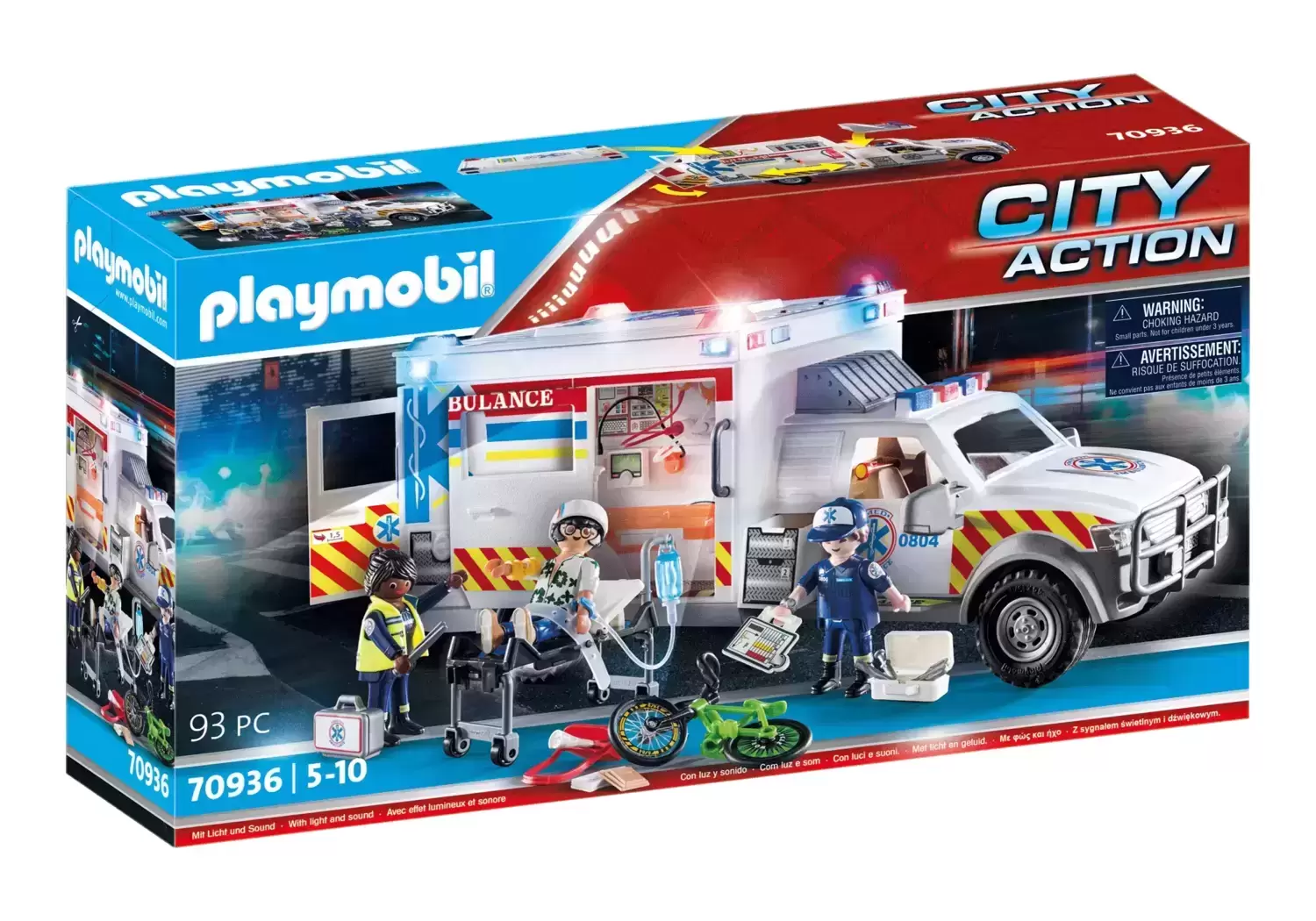 Playmobil Rescuers & Hospital - Rescue Vehicles: Ambulance with Lights and Sound