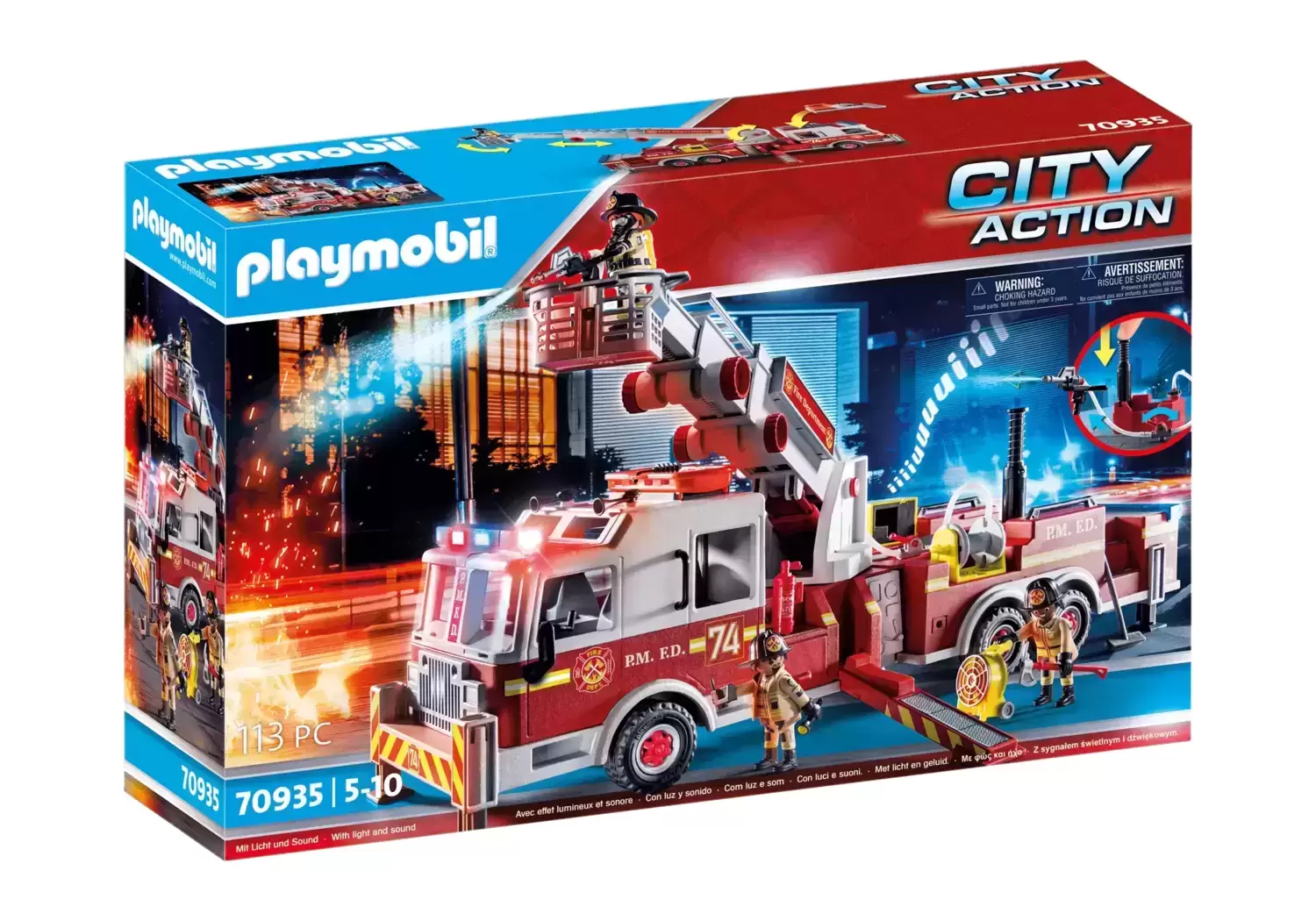 Playmobil Pompier - Camion de pompiers avec échelle