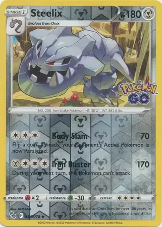 Steelix Reverse - Pokémon Go Pokémon card 044/078