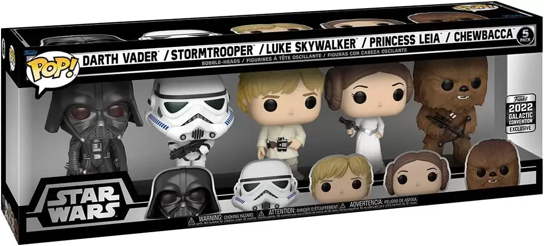 POP! Star Wars - 5  Pack - Darth Vader, Stormtrooper, Luke Skywalker, Princess Leia & Chewbacca