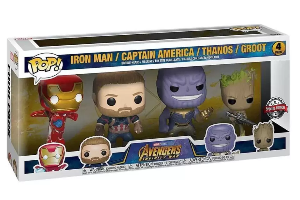 Infinity War - Iron Man, Captain America, Thanos & Groot 4 Pack - POP!  MARVEL action figure