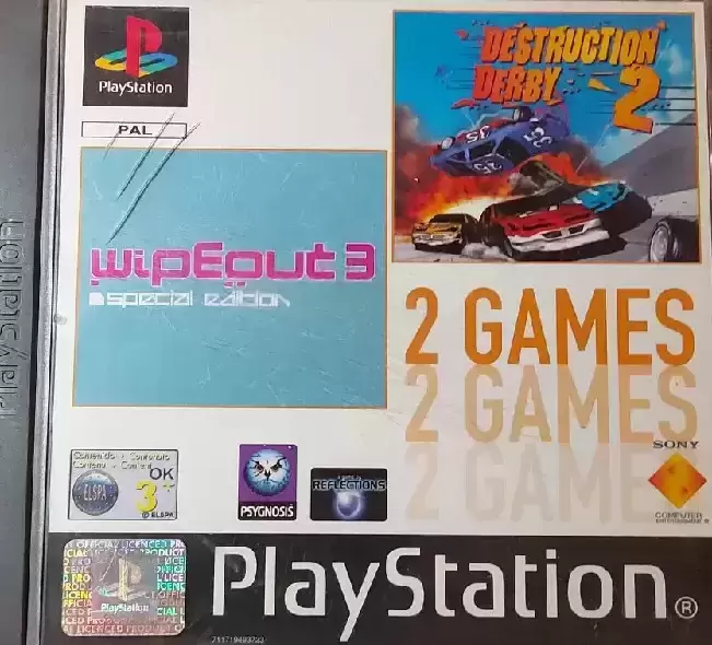 Jeux Playstation PS1 - 2 Games: Wipeout 3 & Destruction Derby 2