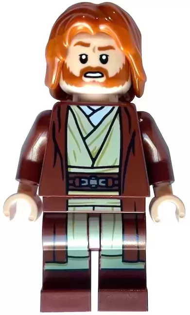 Minifigurines LEGO Star Wars - Obi-Wan Kenobi - Reddish Brown Robe, Dark Orange Mid-Length Tousled with Center Part Hair