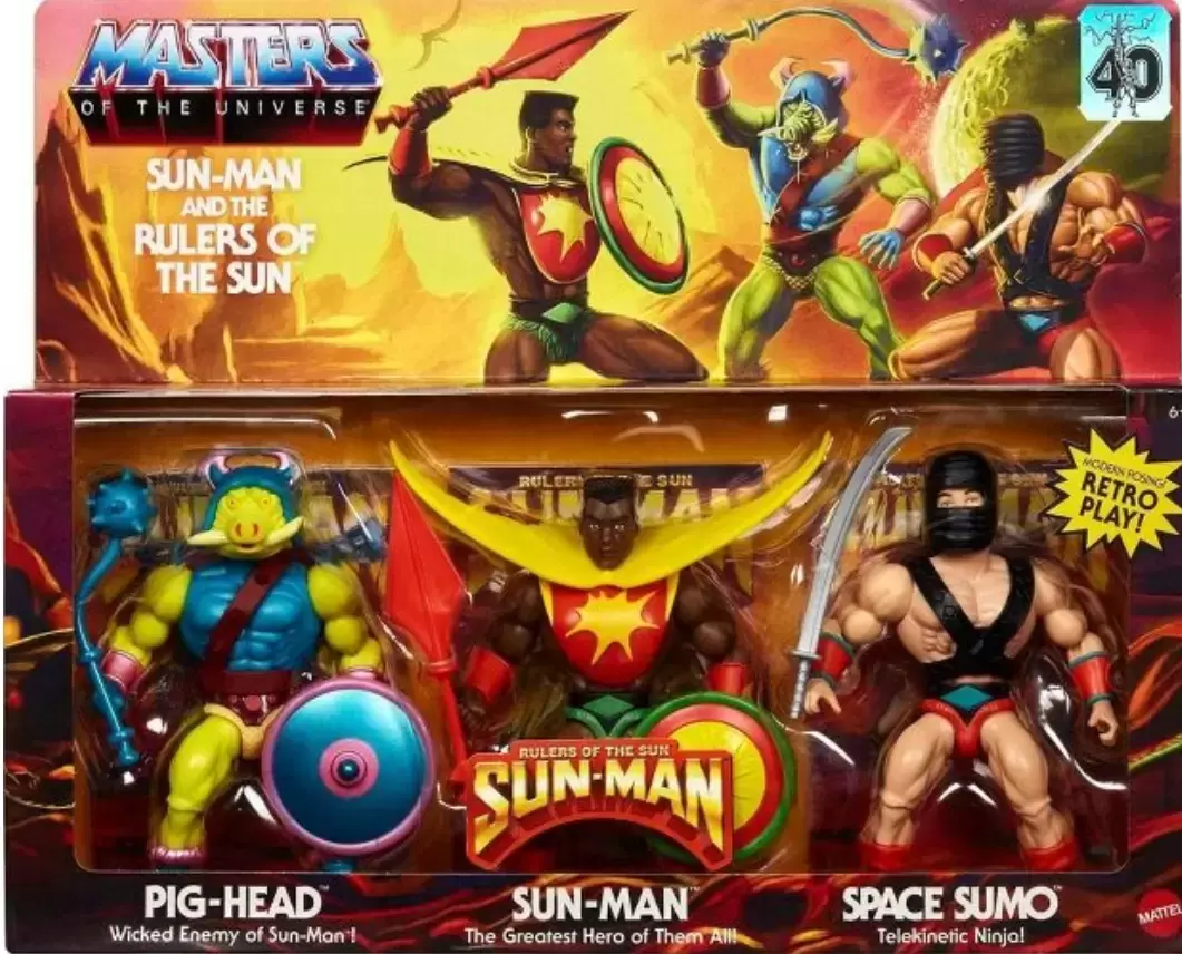Masters of the Universe Origins - Rulers of the Sun - Pig Head, Sun-Man & Space Sumo 3 Pack 40th Anniversary