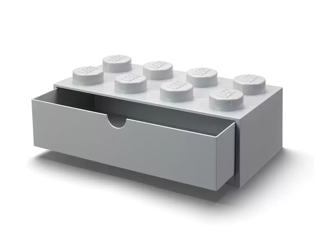 Rangements LEGO - Brique 8 tenons avec tiroir – gris