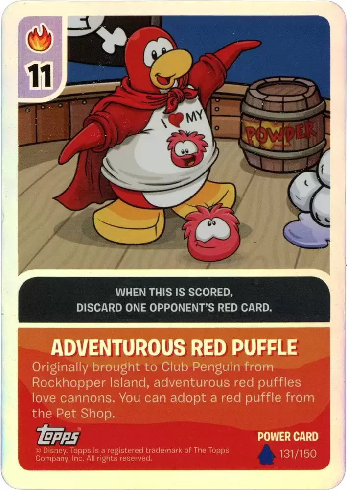 Adventurous Red Puffle - 2011 Topps Club Penguin Card-Jitsu Water