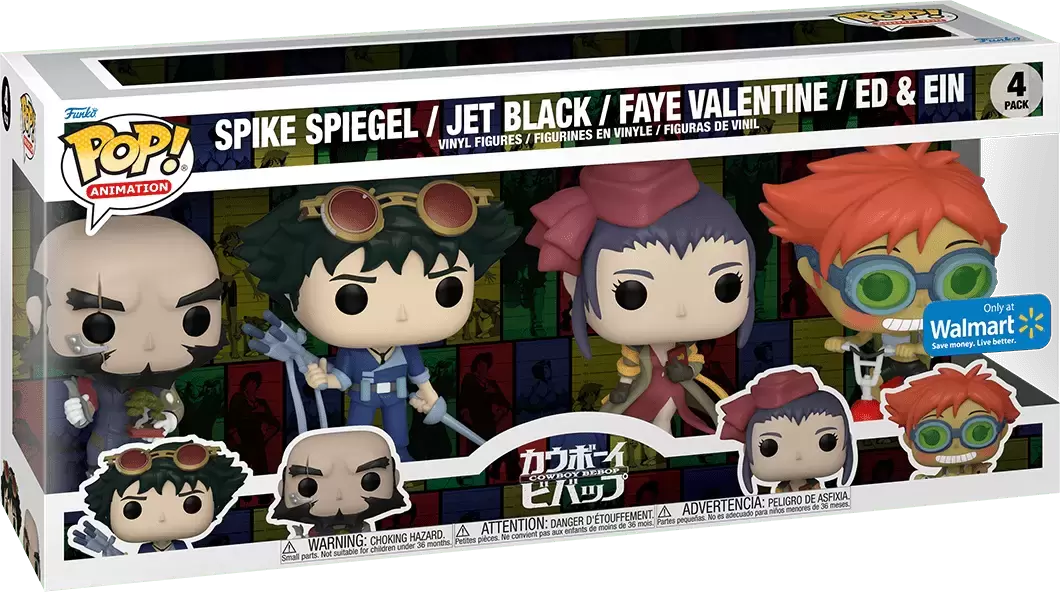 POP! Animation - Cowboy Bebop - Spike Spiegel, Jet Black, Faye Valentine & Ed & Ein 4 Pack