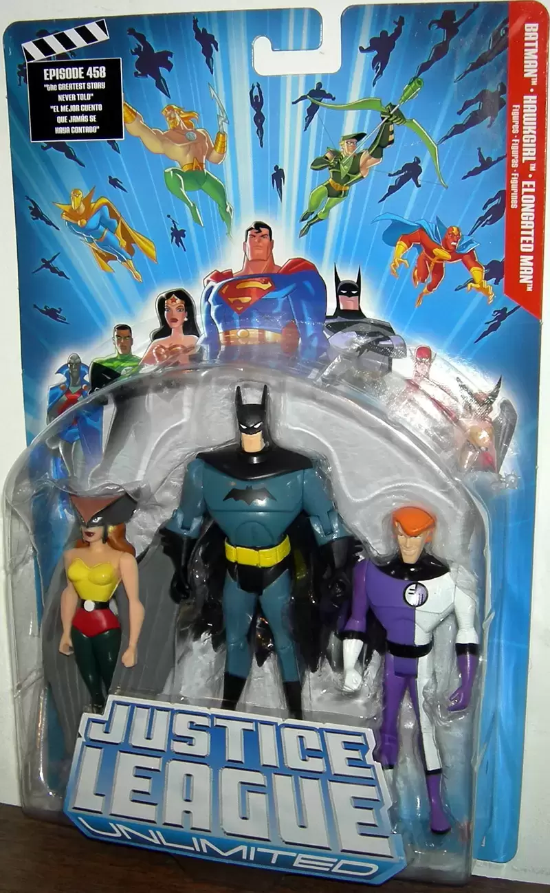 Justice League Unlimited - Blue Card - Batman, Hawkgirl & Elongated Man 3 Pack