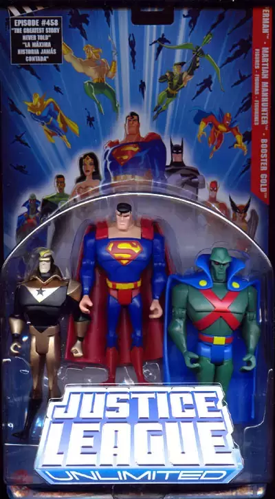 Justice League Unlimited - Blue Card - Superman, Martian Manhunter & Booster Gold 3 Pack