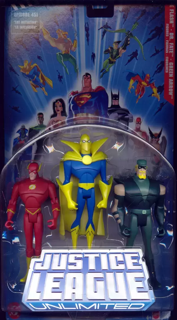 Justice League Unlimited - Blue Card - The Flash, Dr. Fate & Green Arrow 3 Pack