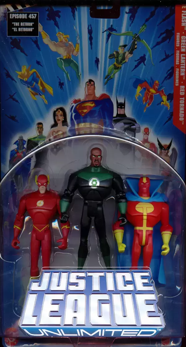 Justice League Unlimited - Blue Card - The Flash, Green Lantern & Red Tornado 3 Pack