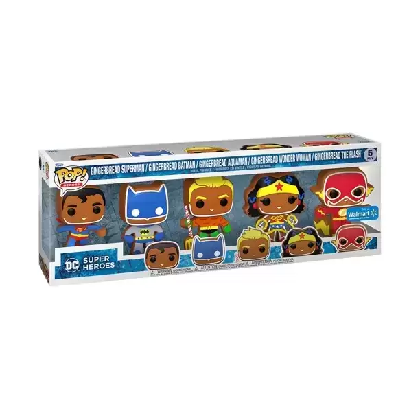 POP! Heroes - DC Super Heroes - Gingerbread Superman, Gingerbread Batman, Gingerbread Aquaman, Gingerbread Wonder Woman & Gingerbread The Flash 5 Pack