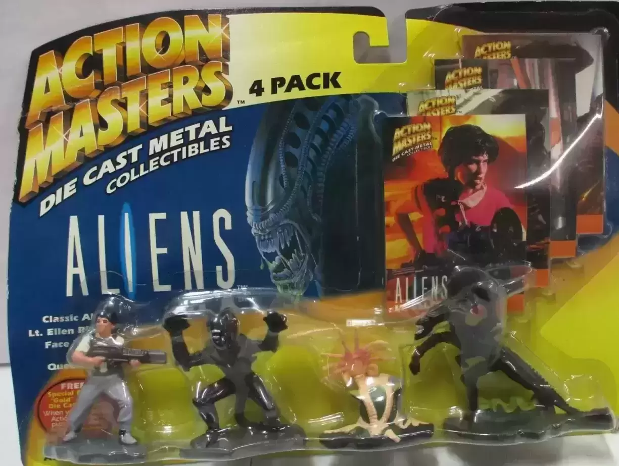 Action Masters - Die Cast Metal Collectibles - Aliens - Classic Alien, Lt. Ellen Ripley, Facehugger & Queen Alien 4 Pack