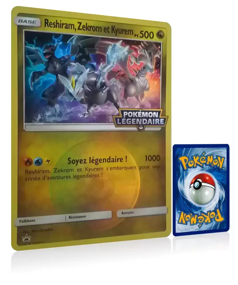 Cartes Pokemon Jumbo XXL - SM - Reshiram, Zekrom et Kyurem - Jumbo