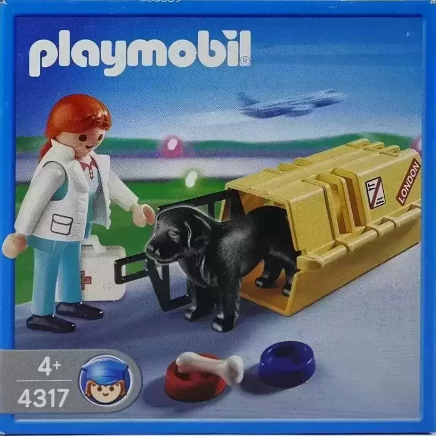 Playmobil Aéroport & Avions - Vétérinaire / chien / cage de transport