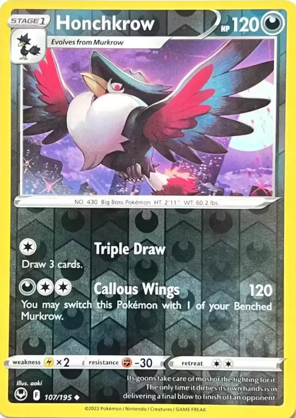 Silver Tempest - Honchkrow Reverse