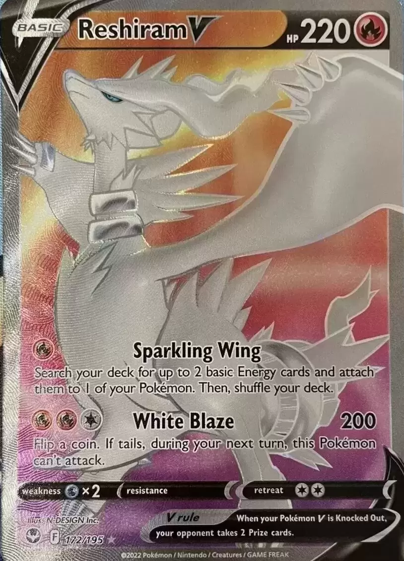 Reshiram V - Silver Tempest Pokémon card