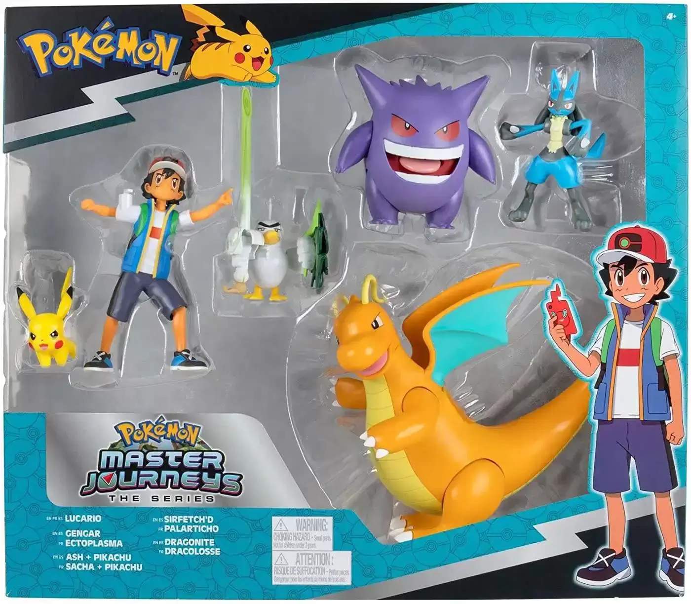 Pokémon Action Figures - Master Journeys The Series-  Lucario, Gengar, Ash, Pikachu, Sirfetch\'d & Dragonite 6-Pack